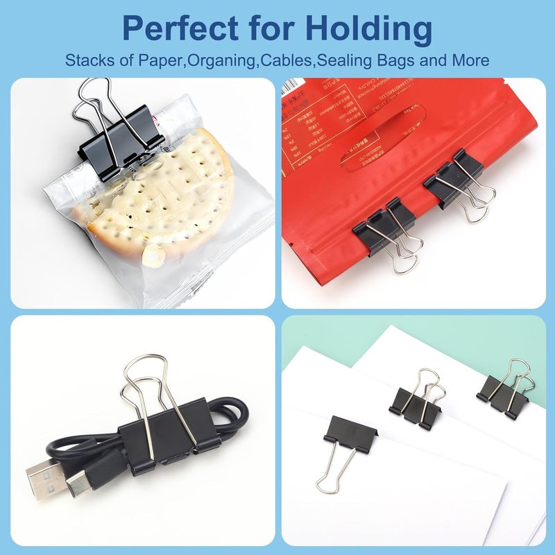 Baxrou Medium Binder Clips 1.25 Inch (48 Pack) with Container,Binder Clips Medium Size, Big Paper Clips Clamps, Clips for Paperwork, for Office and Home Supplies School, Black - Image 5